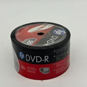 50-Pack HP 16X Logo Blank DVD-R DVDR Recordable Disc Media 4.7GB‎ Shrink Wrapped